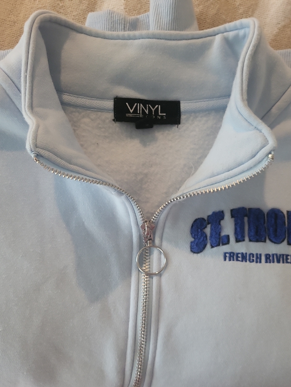 Light Blue St. Tropez French Riviera Half-Zip Pullover - Picture 3 of 5